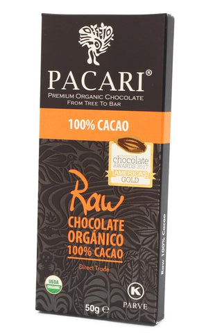 Pacari Barra de Chocolate - Raw 100%|Pure Dark Chocolate|50 gr