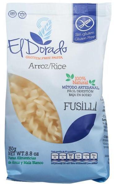 El Dorado Pasta de Arroz - Fusilli|Gluten Free Rice Pasta|250 gr