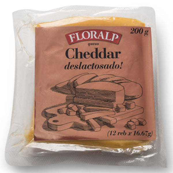 Floralp Queso Cheddar Deslactosado Rebanado|Sliced Cheddar - Lactose Free|200 gr