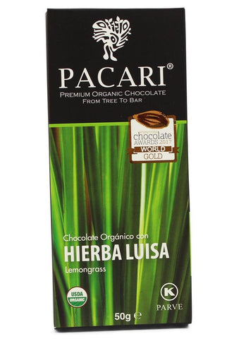 Pacari Barra de Chocolate - Hierba Luisa|Dark Chocolate - Lemon Grass|50 gr