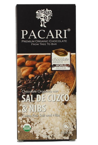 Pacari Barra de Chocolate - Sal de Cuzco y Nibs|Dark Chocolate - Salt and Nibs|50 gr