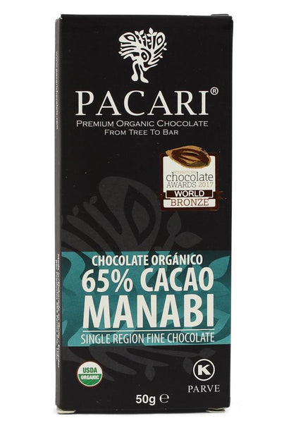 Pacari Barra de Chocolate Orgánico - Manabi 65%|Organic Dark Chocolate|50 gr