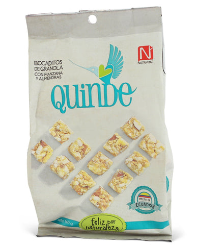 Quinde Barras Energéticas Bocaditos Manzana y Almendras|Mini Granola Bars - Apple and Almond|140 gr