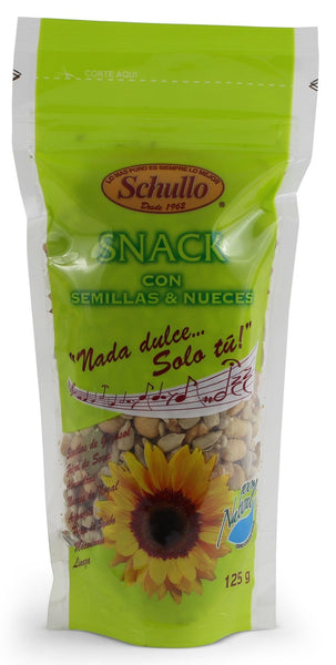 Schullo Semillas Girasol Con Nueces Snacks|Sunflower Seeds with Nuts|125 gr