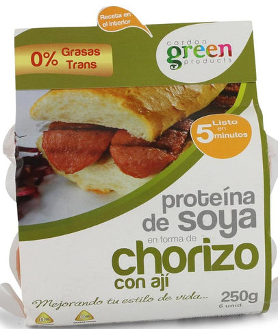 Cordon Green Products Chorizo de Soya con Ají|Soy Chorizo|250 gr