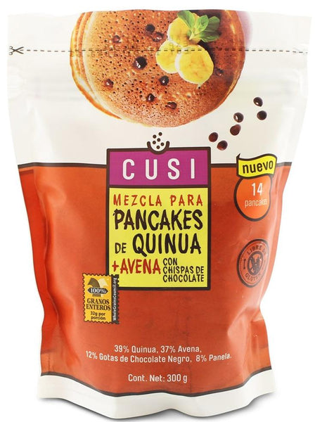 Cusi Pancake Mezcla - Quinua y Avena con Chispas de Chocolate|Pancake Mix|300 gr