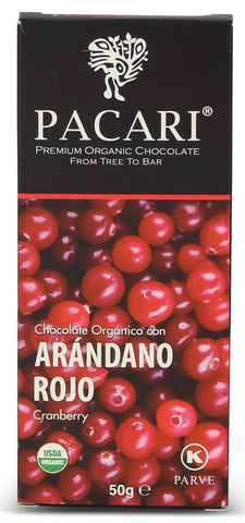 Pacari Barra de Chocolate - Arándanos Rojos|Dark Chocolate - Cranberries|50 gr