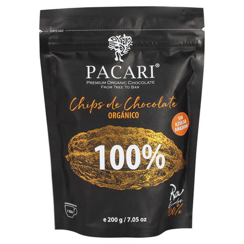 Pacari Chips de Chocolate - 100 % Cacao|Chocolate Chips|200 gr