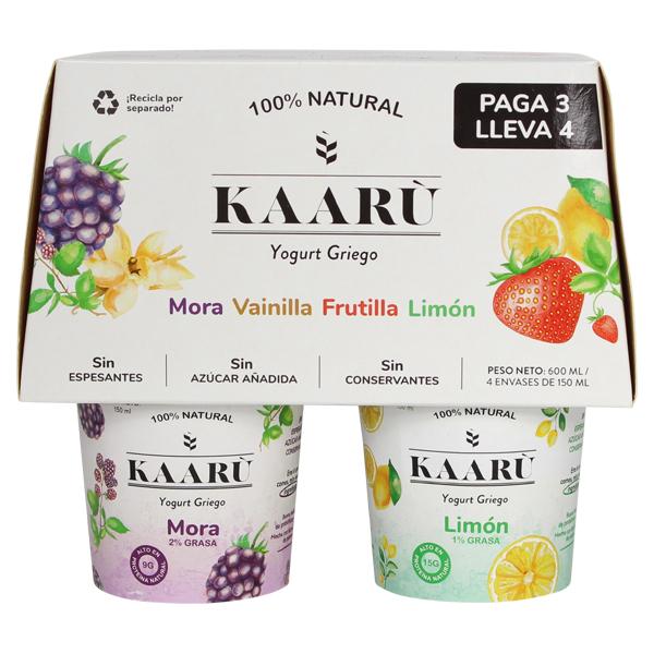 Kaaru Yogur Tipo Griego - 4 Pack Mix 150 ml|Greek Yogurt|600 ml