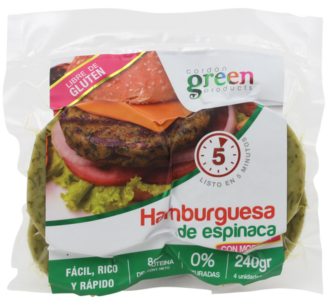 Cordon Green Products Hamburguesa de Espinaca|Spinach Burger Patties|4 Unidades
