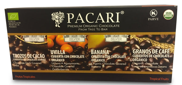 Pacari Chocolate Frutas Tropicales - 4 Cajas|Chocolate Covered Fruit 4 Pack|273 gr